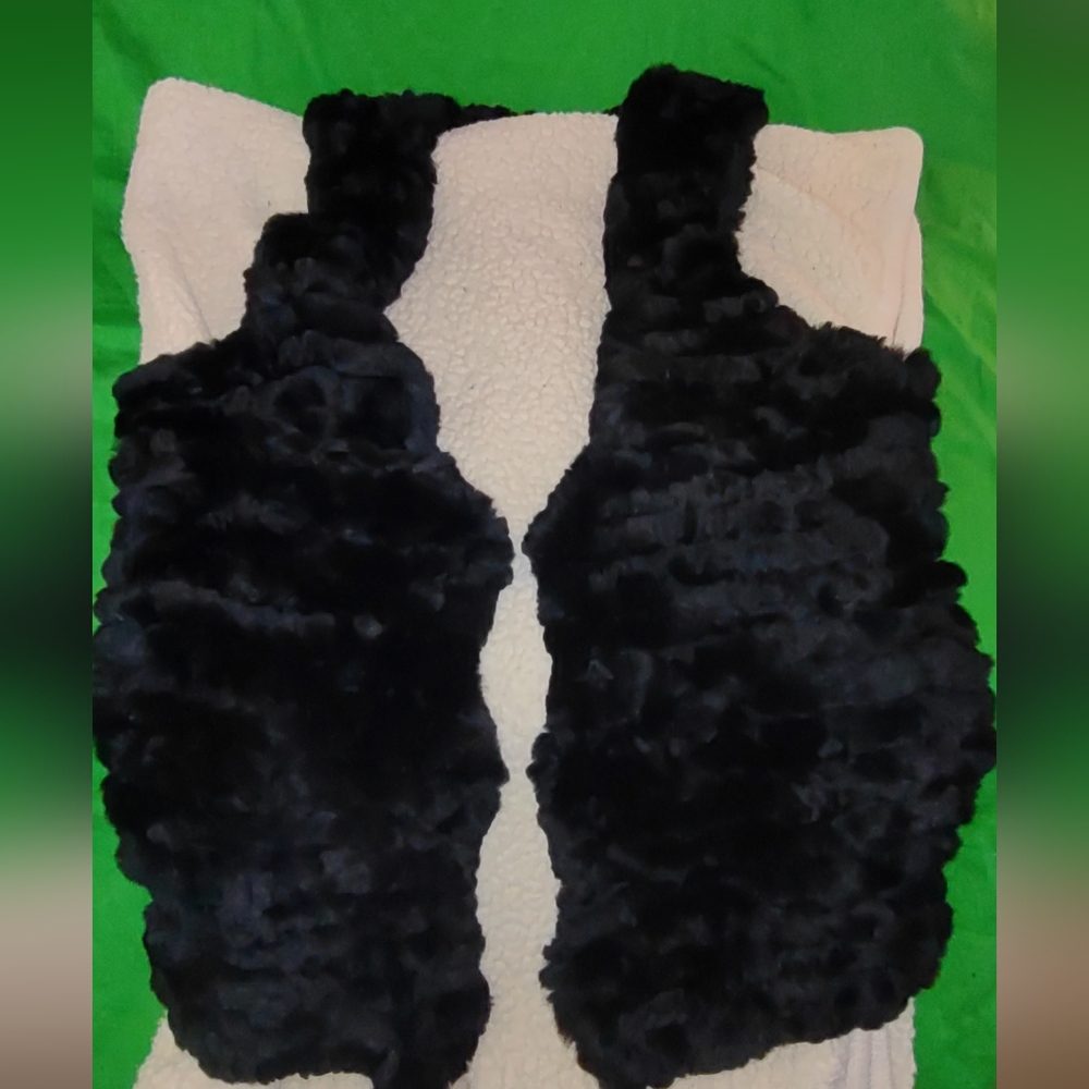 Adrienne Landau ,fur vest /  jacket black L